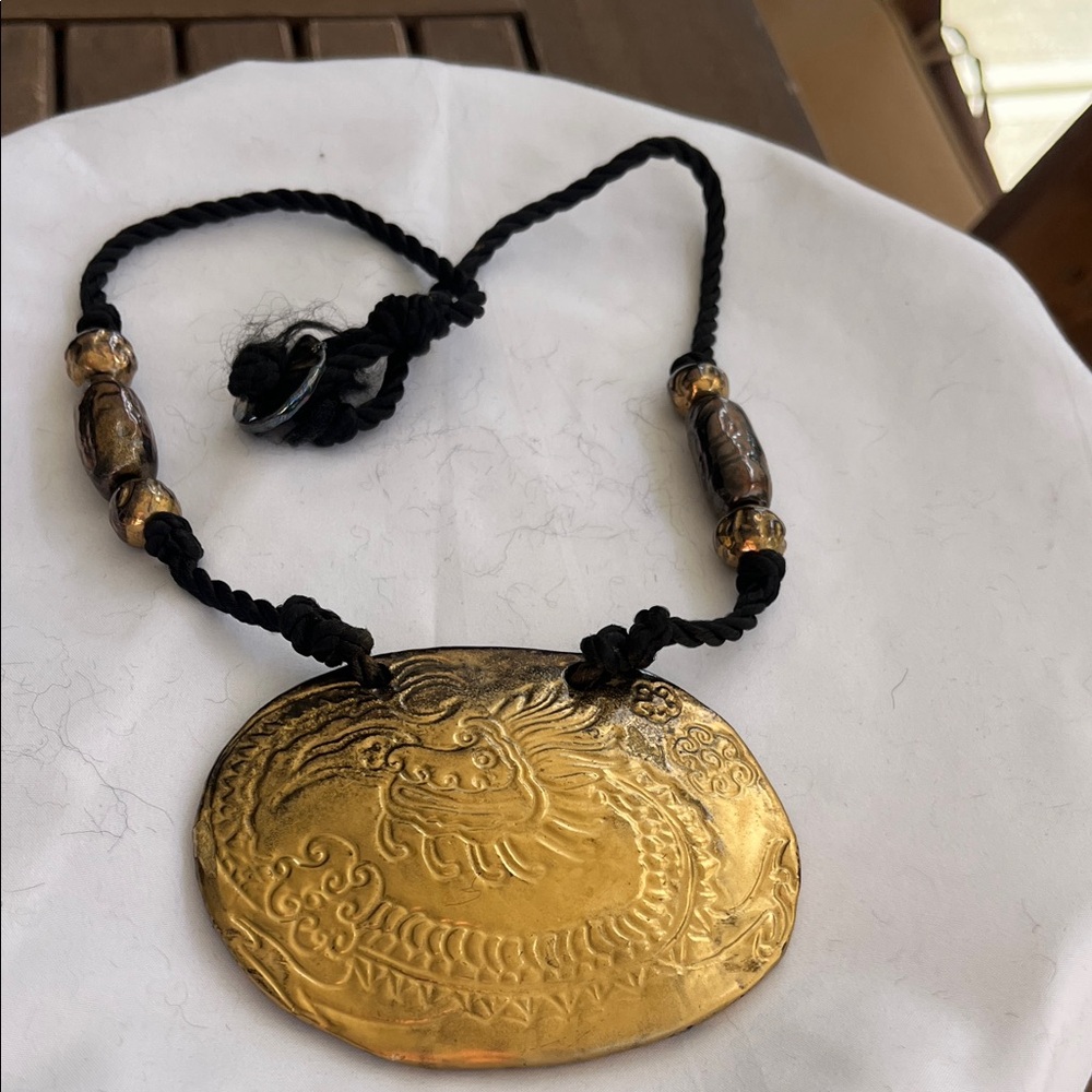 Gold Dragon Pendant Necklace Big and Fierce!